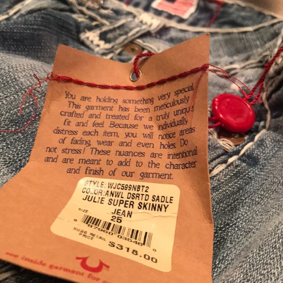 True Religion jeans size 25 style "Julie" NWT - Picture 5 of 11